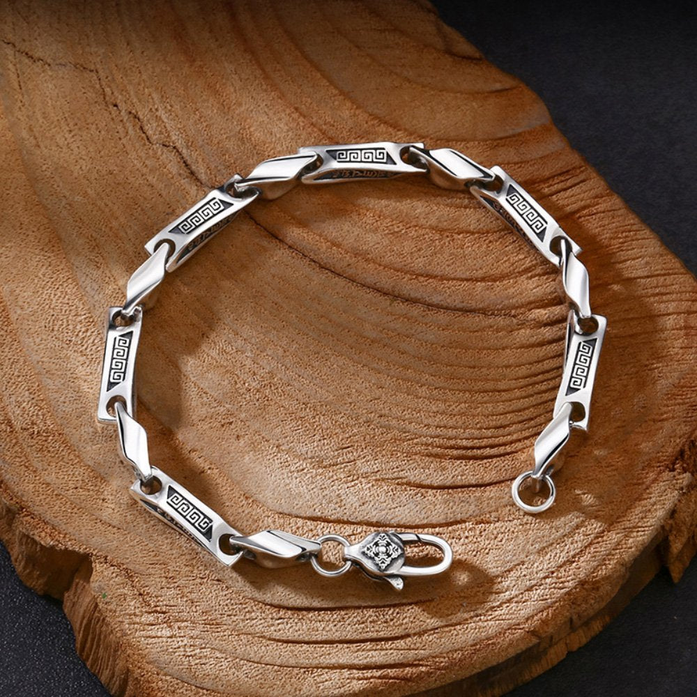 Men's Sterling Silver Bar Links Chain Bracelet