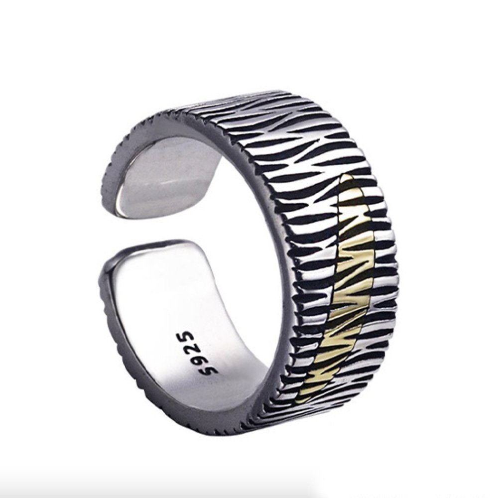 Men's Sterling Silver Bark Pattern Ring