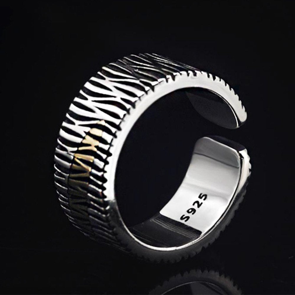 Men's Sterling Silver Bark Pattern Ring