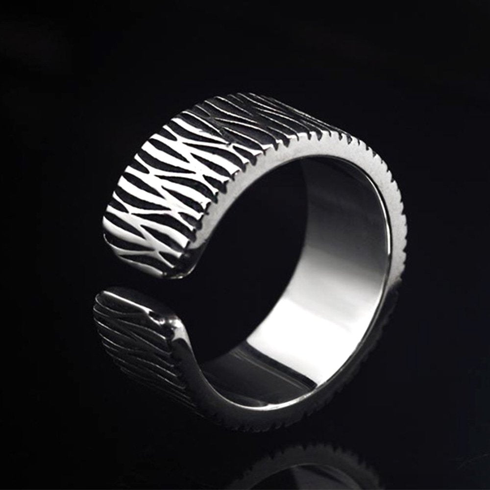 Men's Sterling Silver Bark Pattern Ring