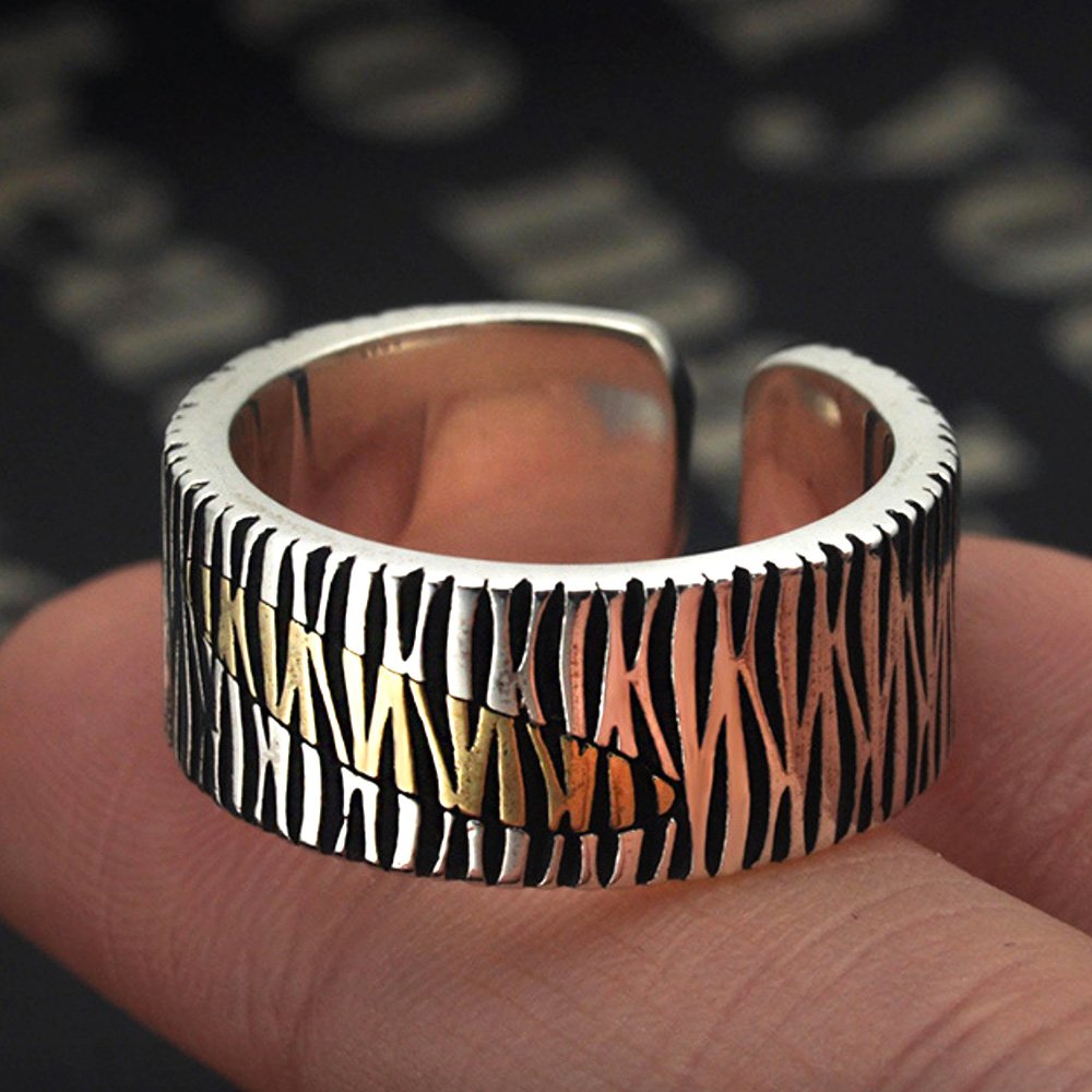 Men's Sterling Silver Bark Pattern Ring