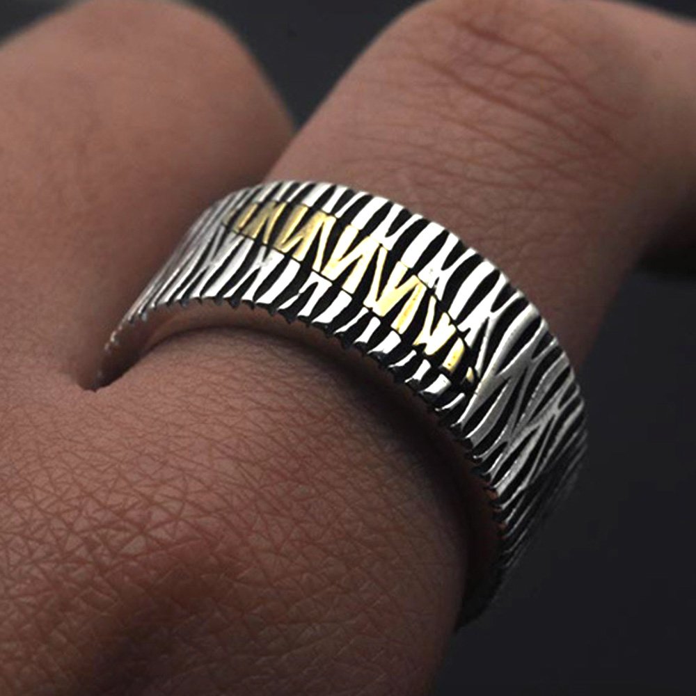 Men's Sterling Silver Bark Pattern Ring