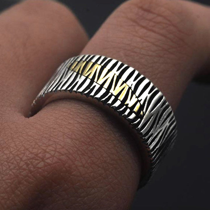 Men's Sterling Silver Bark Pattern Ring