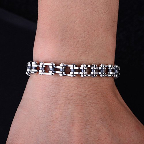 Men's Sterling Silver Bike Chain Bracelet