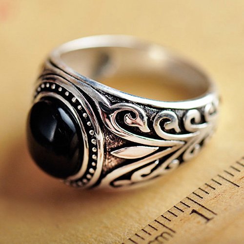 Men's Sterling Silver Black Onyx Ring