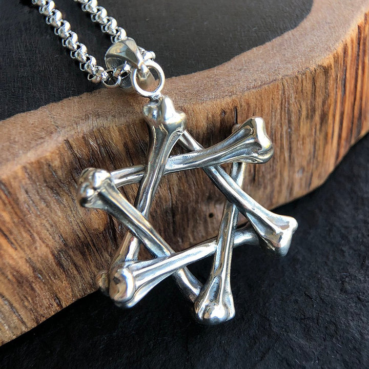 Men's Sterling Silver Bone Star of David Necklace