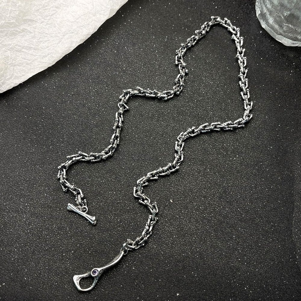 6.8 mm Men's Sterling Silver Bones Horseshoe Link Chain 20”-22"