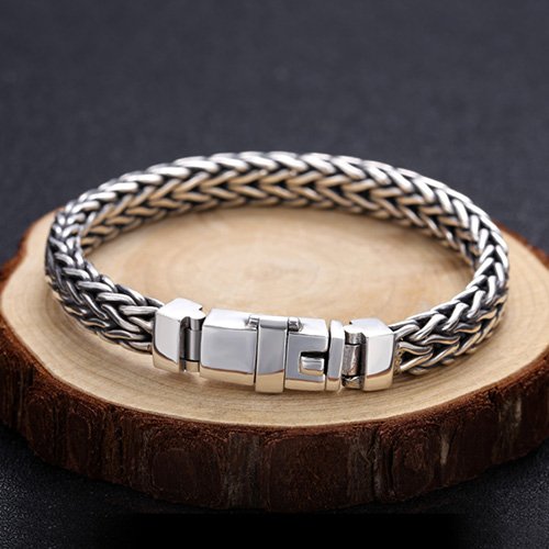 Men's Sterling Silver Braided Chain Bracelet