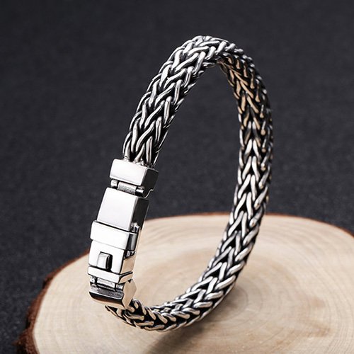 Men's Sterling Silver Braided Chain Bracelet