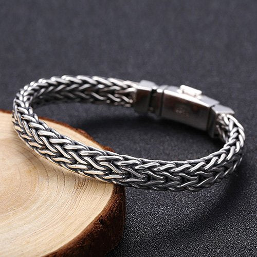 Mens Sterling Silver Braided Chain Bracelet