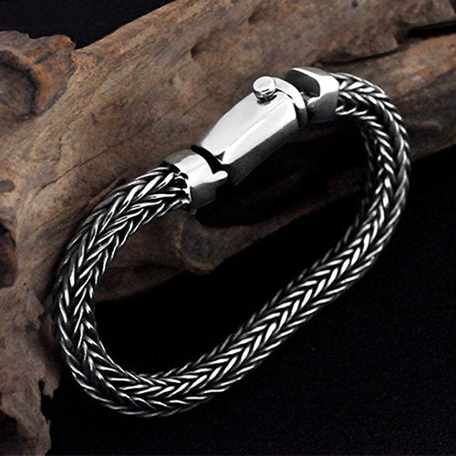 Men's Sterling Silver Braided Chunky Chain Bracelet