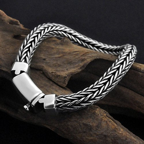 Men's Sterling Silver Braided Chunky Chain Bracelet