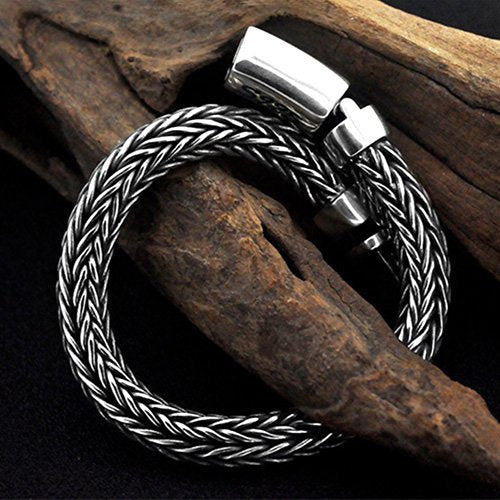 Men's Sterling Silver Braided Chunky Chain Bracelet