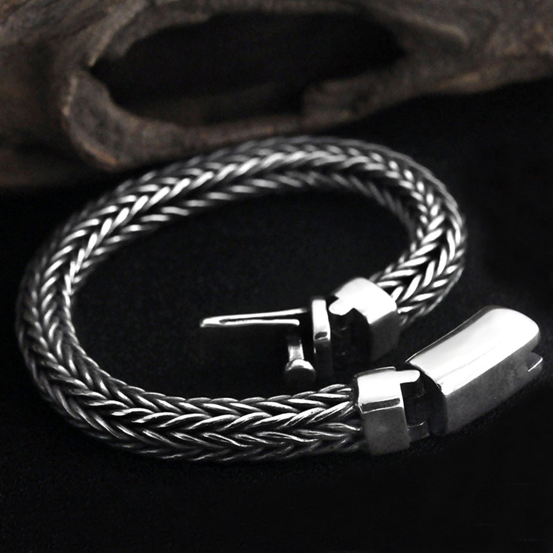 Men's Sterling Silver Braided Chunky Chain Bracelet