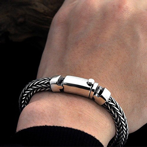 Men's Sterling Silver Braided Chunky Chain Bracelet