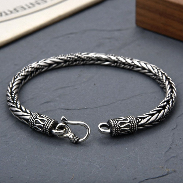 Men's Sterling Silver Braided Rope Chain Bracelet