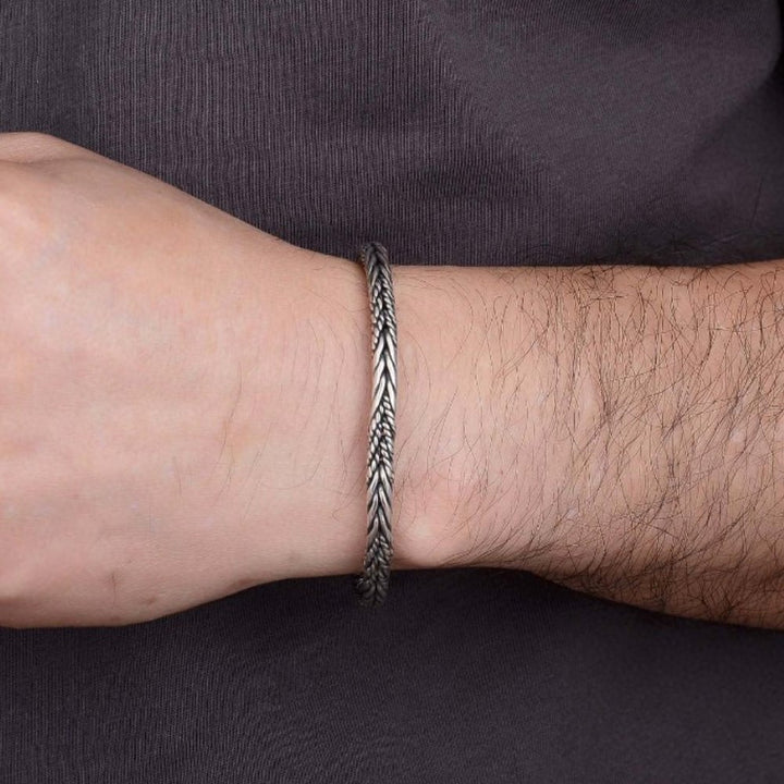 Men's Sterling Silver Braided Rope Chain Bracelet