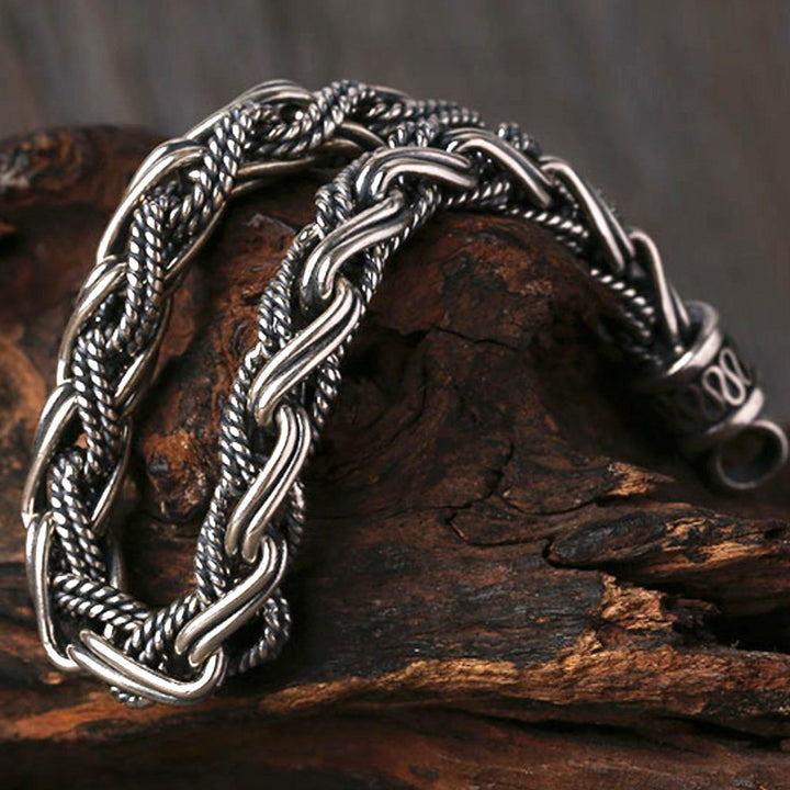 Men's Sterling Silver Braided Rope Chain Bracelet