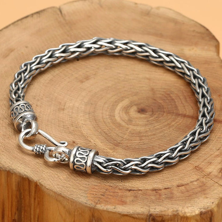 Men's Sterling Silver Braided Rope Chain Bracelet