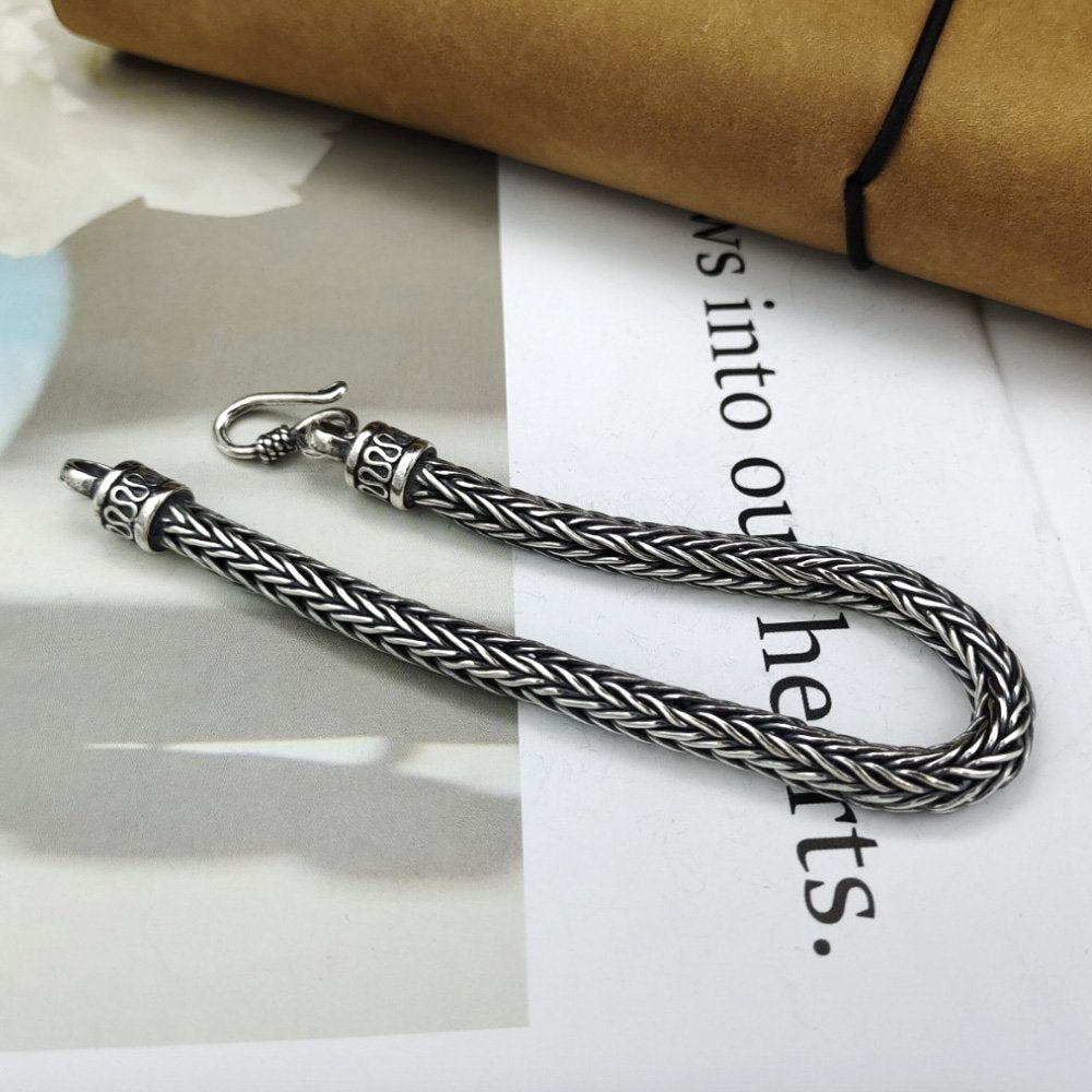 Men's Sterling Silver Braided Rope Chain Bracelet