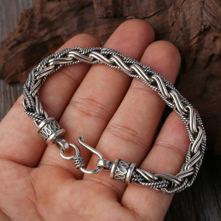 Men's Sterling Silver Braided Rope Chain Bracelet