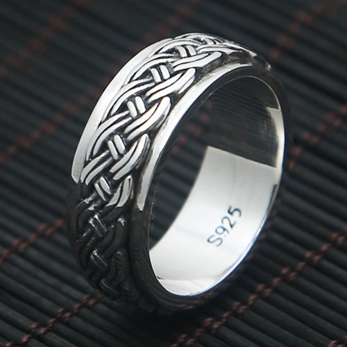 Men's Sterling Silver Braided Spinner Ring