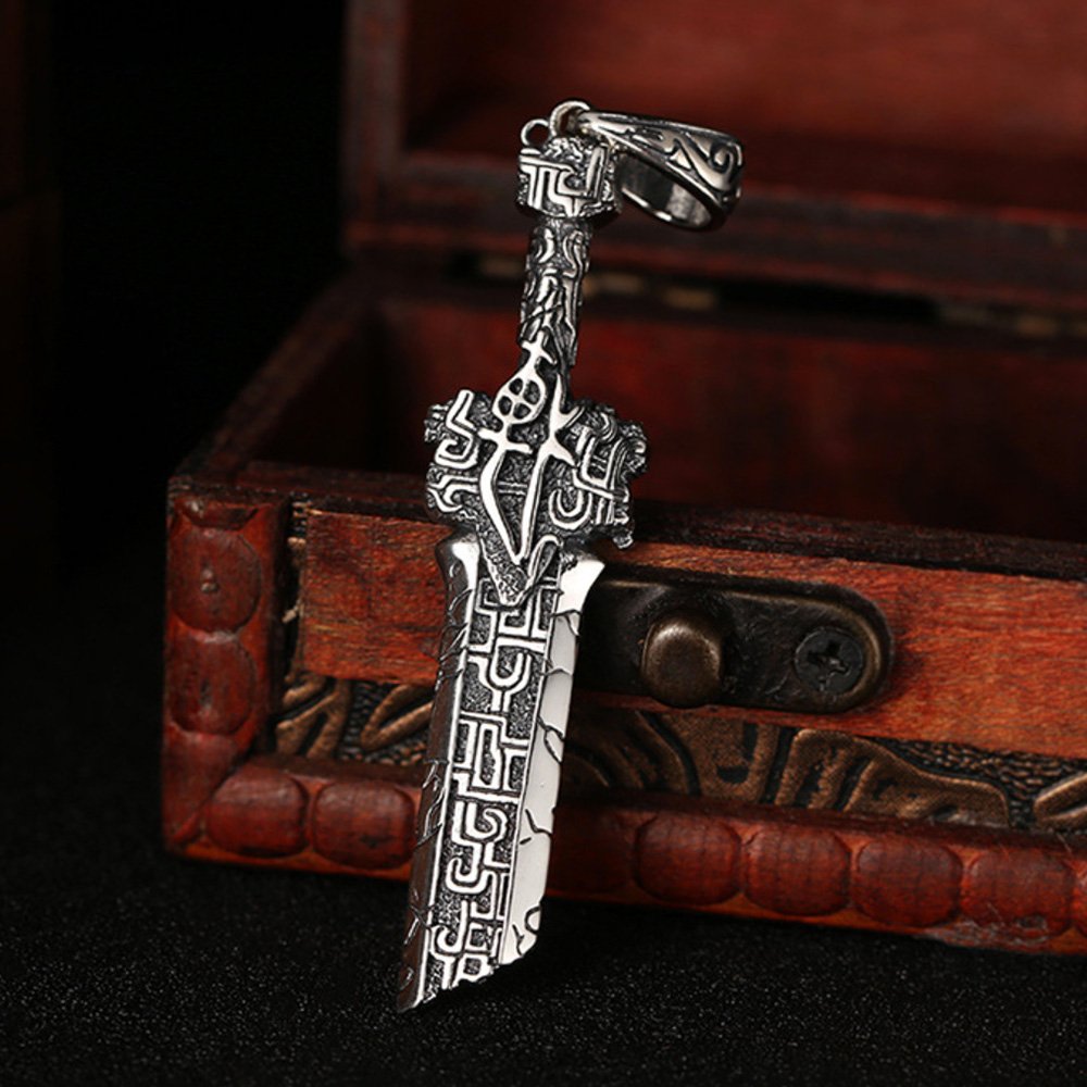 Men's Sterling Silver Broken Sword Necklace