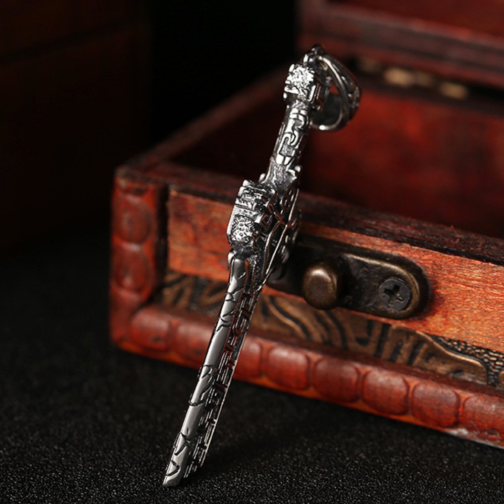 Men's Sterling Silver Broken Sword Necklace