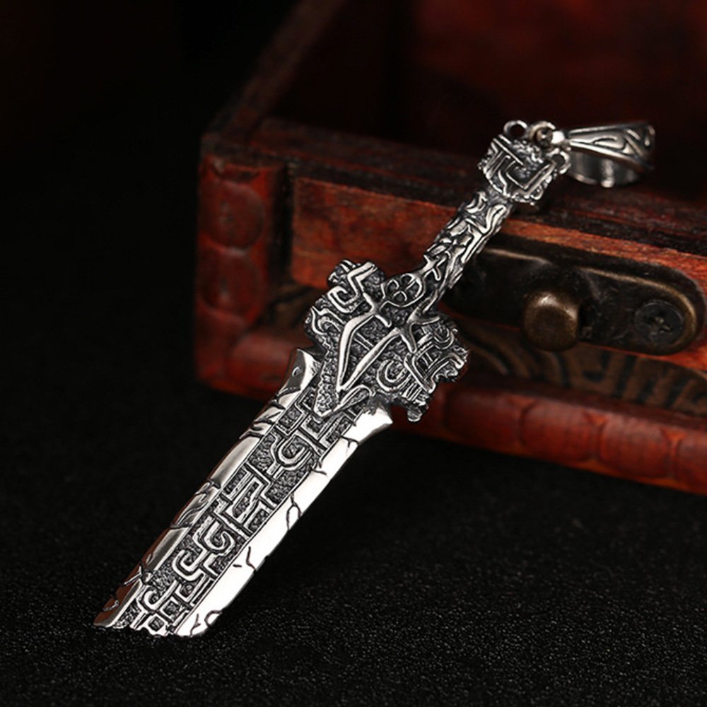 Men's Sterling Silver Broken Sword Necklace