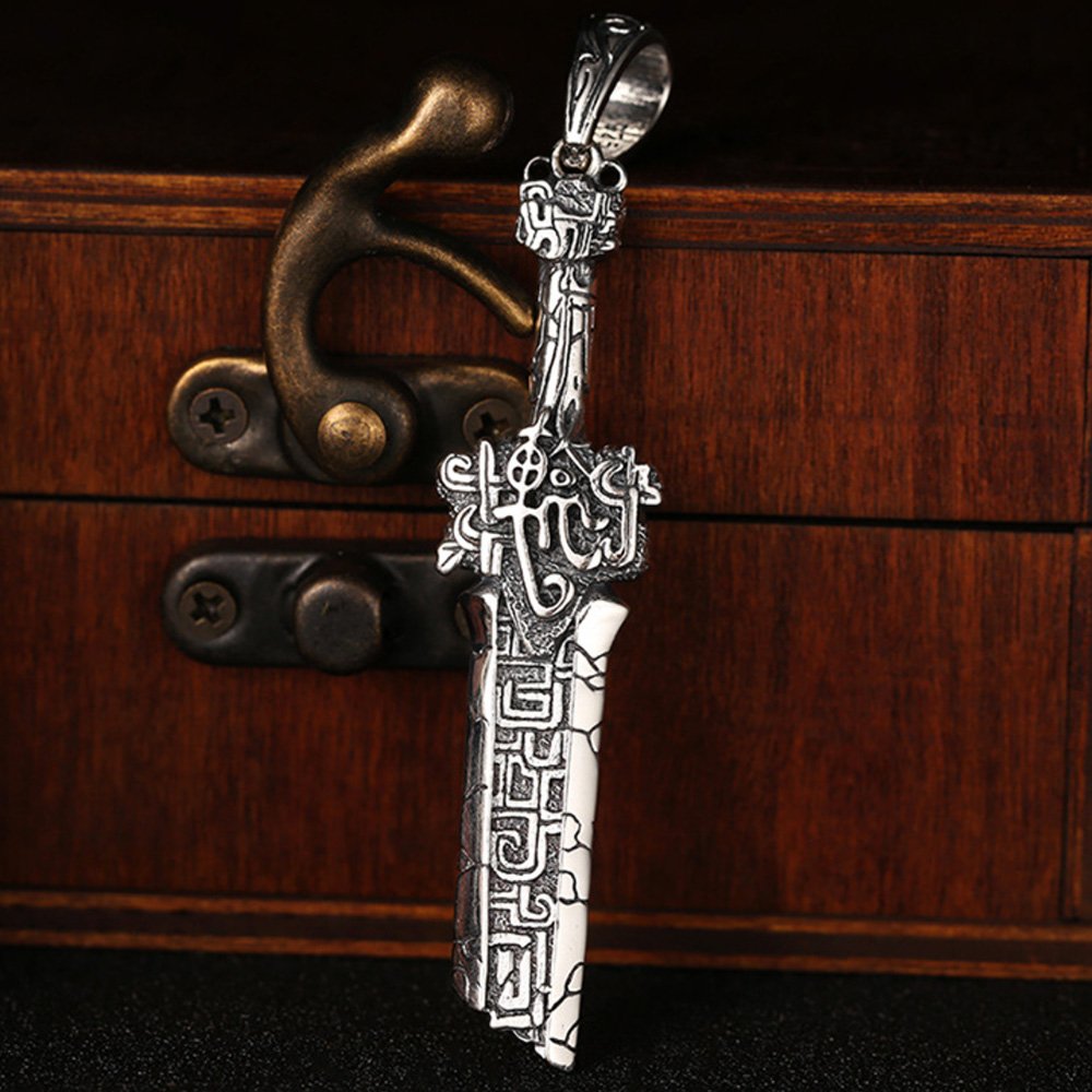 Men's Sterling Silver Broken Sword Necklace