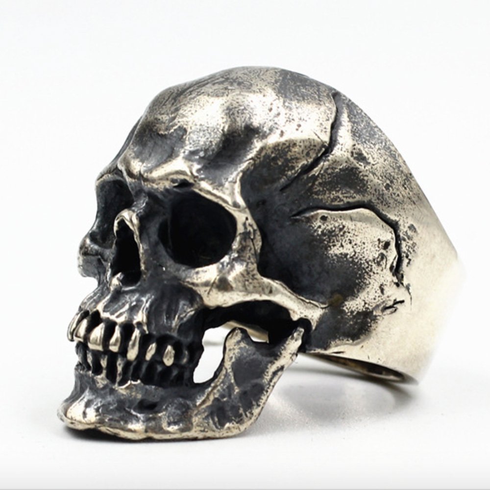 Men's Sterling Silver Buck Teeth Skull Ring