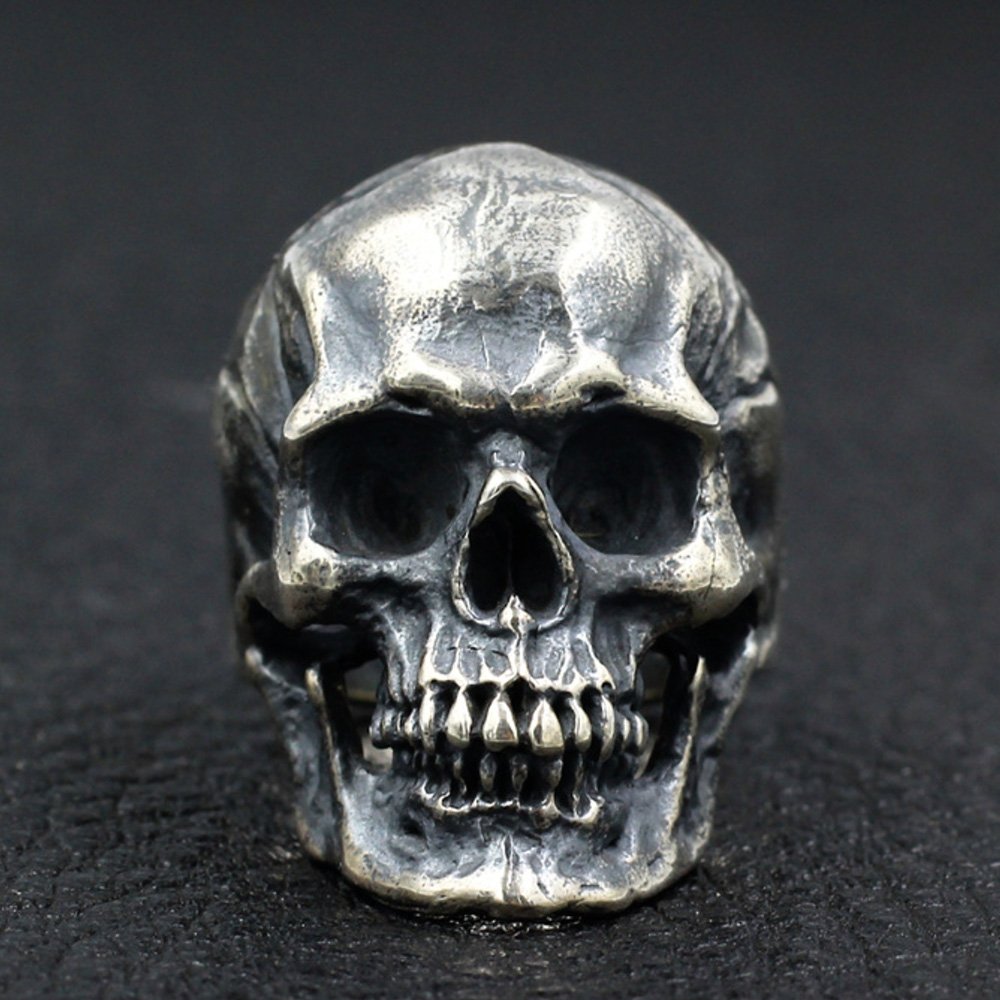 Men's Sterling Silver Buck Teeth Skull Ring