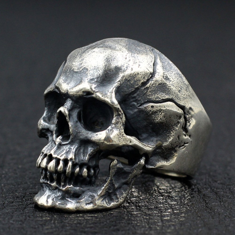 Men's Sterling Silver Buck Teeth Skull Ring