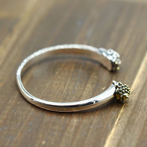 Men's Sterling Silver Buddha and Devil Cuff Bracelet