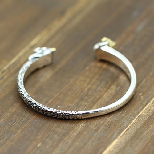 Men's Sterling Silver Buddha and Devil Cuff Bracelet