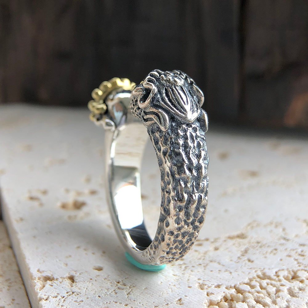 Men's Sterling Silver Buddha and Devil Ring