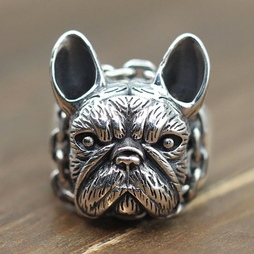 Mens Sterling Silver Bulldog Ring - Jewelry1000.com