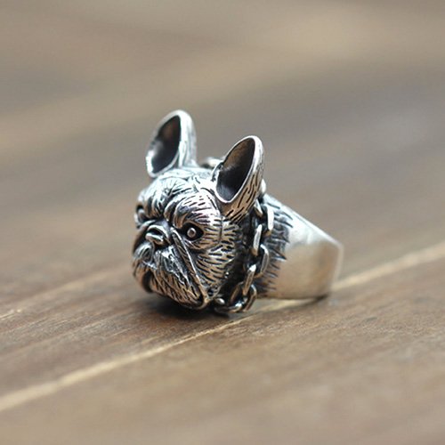 Men's Sterling Silver Bulldog Ring