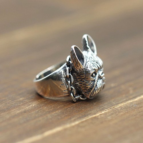 Men's Sterling Silver Bulldog Ring