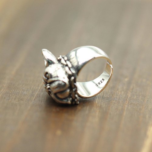 Men's Sterling Silver Bulldog Ring