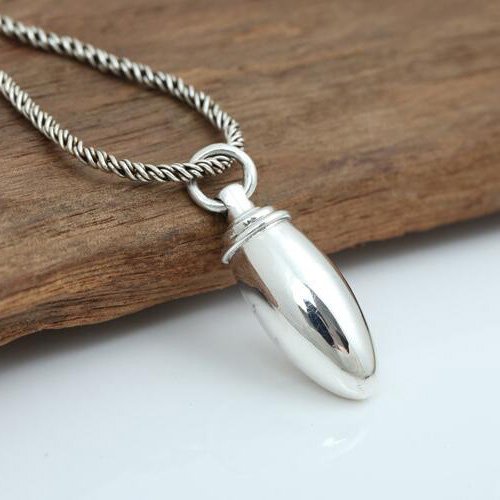 Men's Sterling Silver Bullet Bottle Necklace