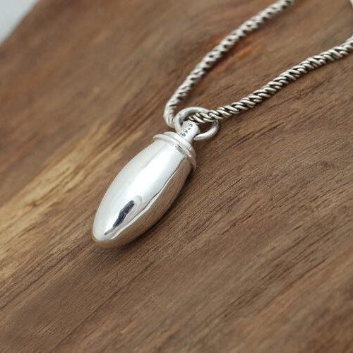 Men's Sterling Silver Bullet Bottle Necklace