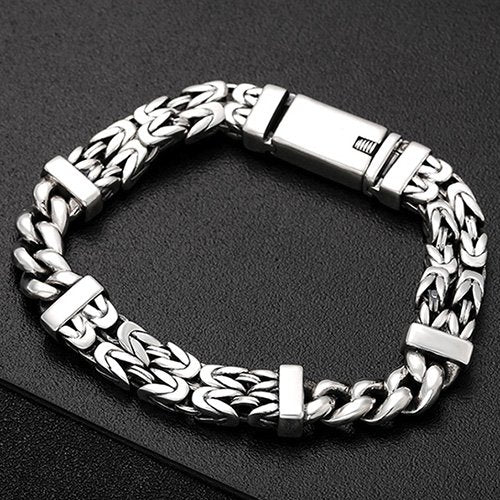 Men's Sterling Silver Byzantine and Curb Chain Bracelet