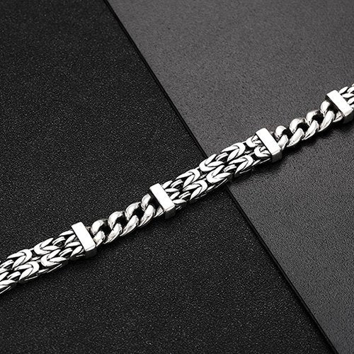 Men's Sterling Silver Byzantine and Curb Chain Bracelet