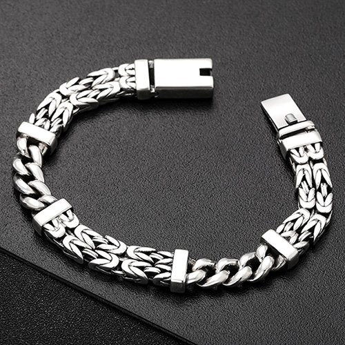 Men's Sterling Silver Byzantine and Curb Chain Bracelet