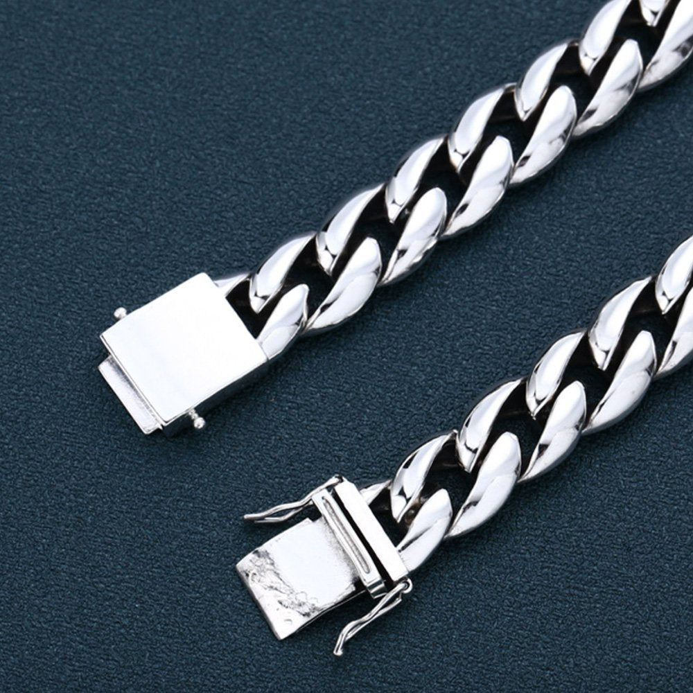 12 mm Men's Sterling Silver Chunky Cuban Chain 20"-26”