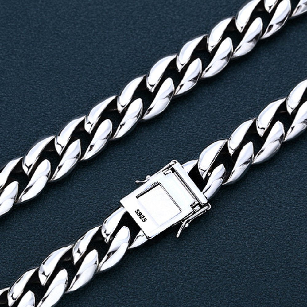 12 mm Men's Sterling Silver Chunky Cuban Chain 20"-26”