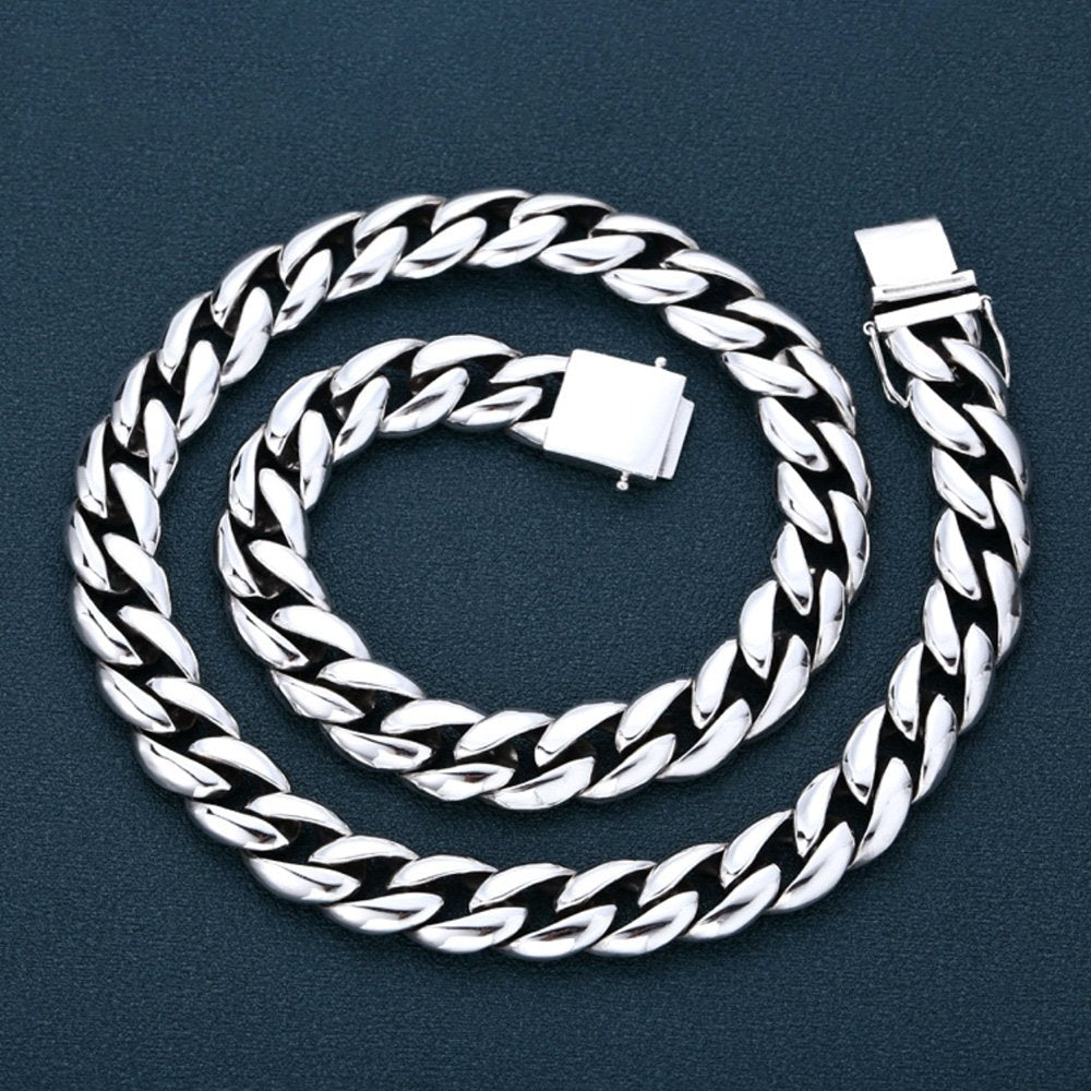 12 mm Men's Sterling Silver Chunky Cuban Chain 20"-26”