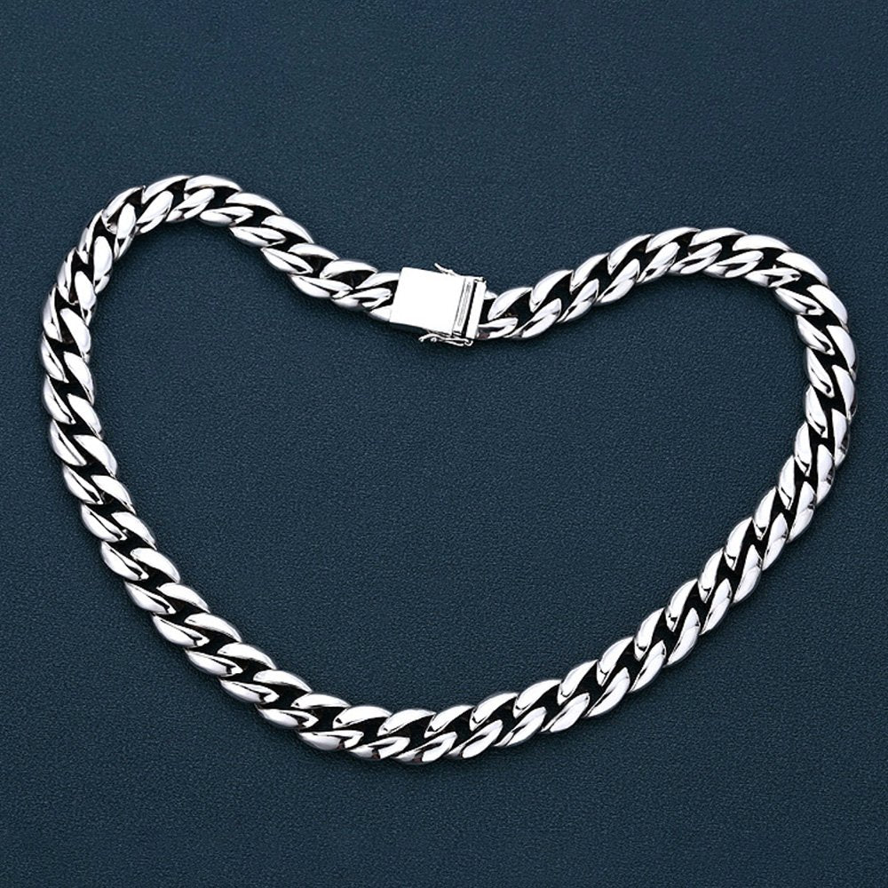 12 mm Men's Sterling Silver Chunky Cuban Chain 20"-26”