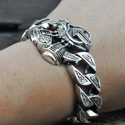 Men's Sterling Silver Chunky Engine Bracelet